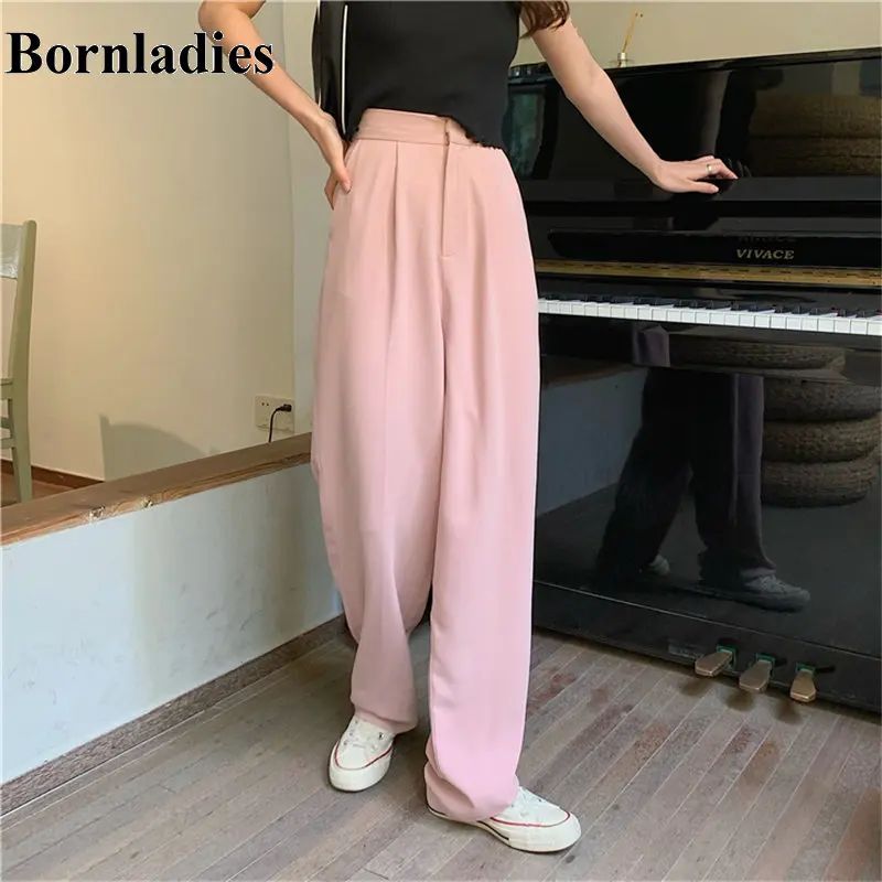 Брюки Bornladies однотонные прямые с высокой талией и широкими штанинами шикарные