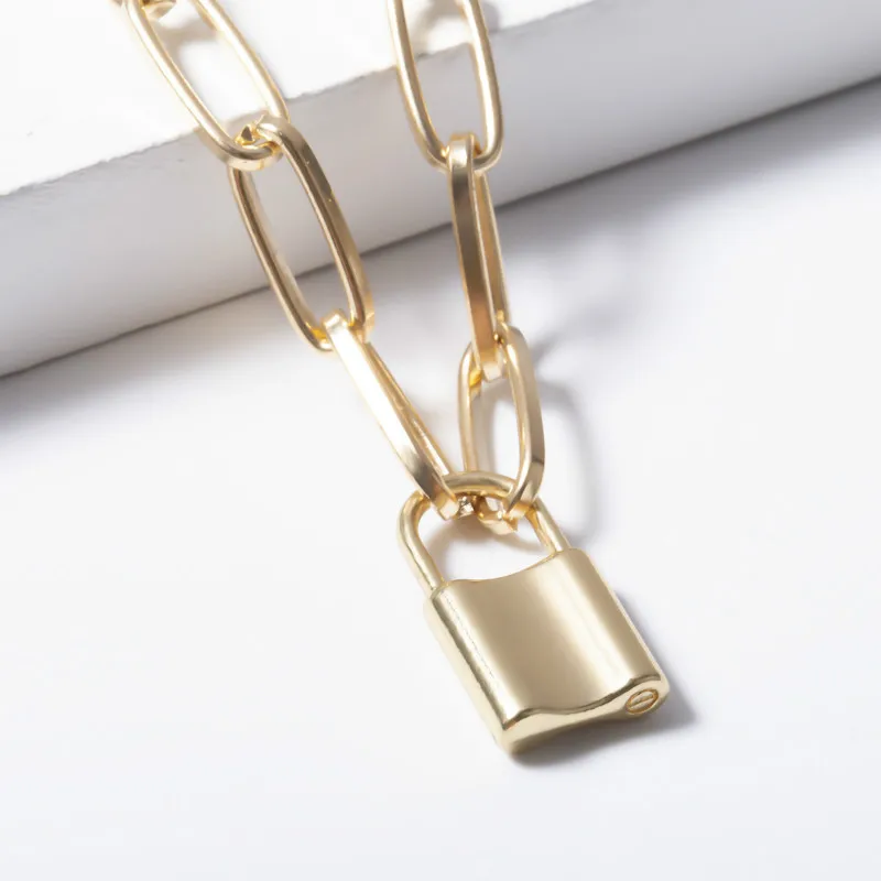 Punk Simple Padlock Pendant Necklace Hiphop Fashion Lock for Women Chunky Chain on the | Украшения и аксессуары