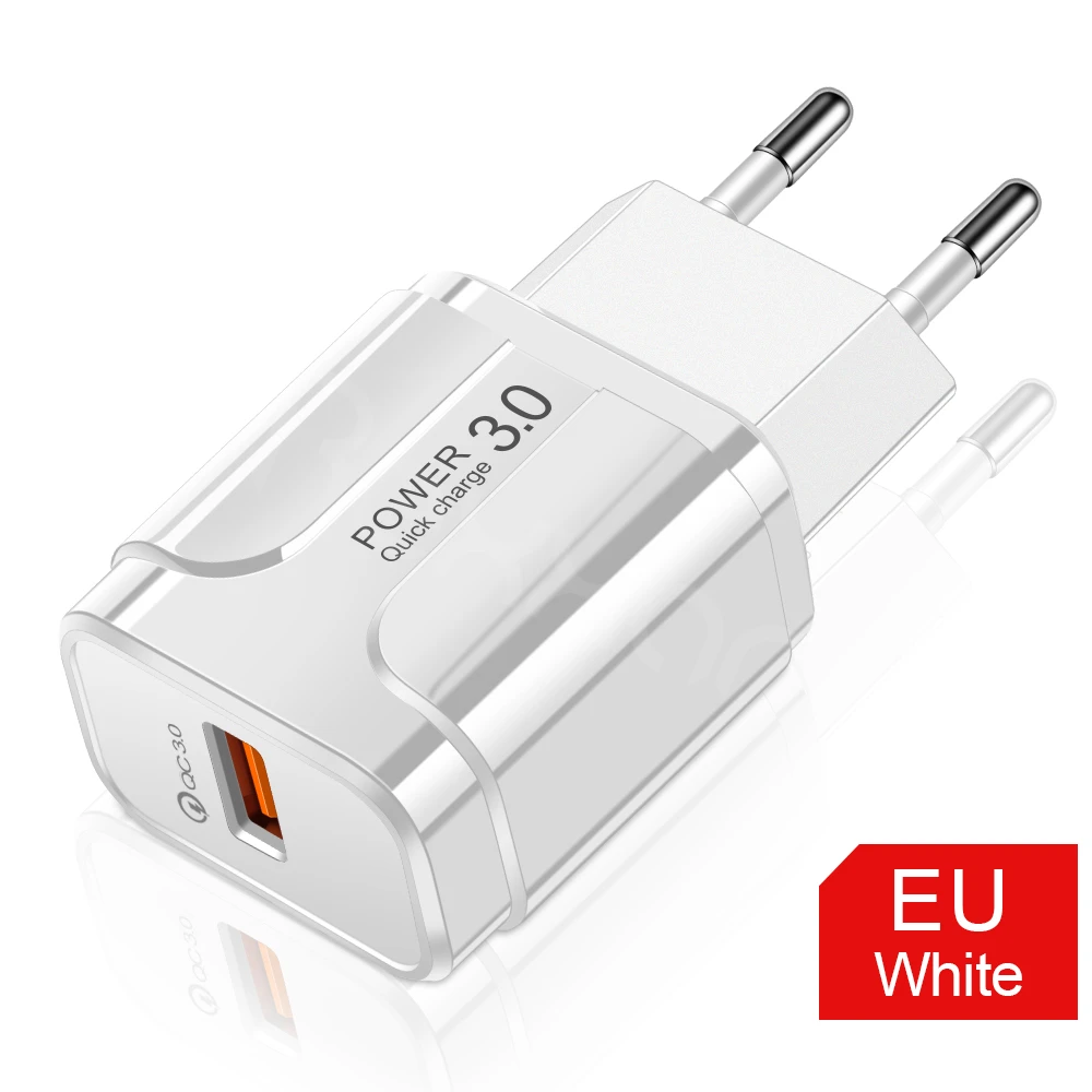 EU Charger White Rexxar USB зарядное устройство Быстрая зарядка 3,0 настенный адаптер для iphone 6 7 XR samsung S10 мобильный телефон портативное зарядное устройство QC 3,0 - Тип штекера: EU Charger White