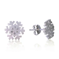 new silver stud earrings beautiful simple temperament female classic snowflake zircon ear jewelry
