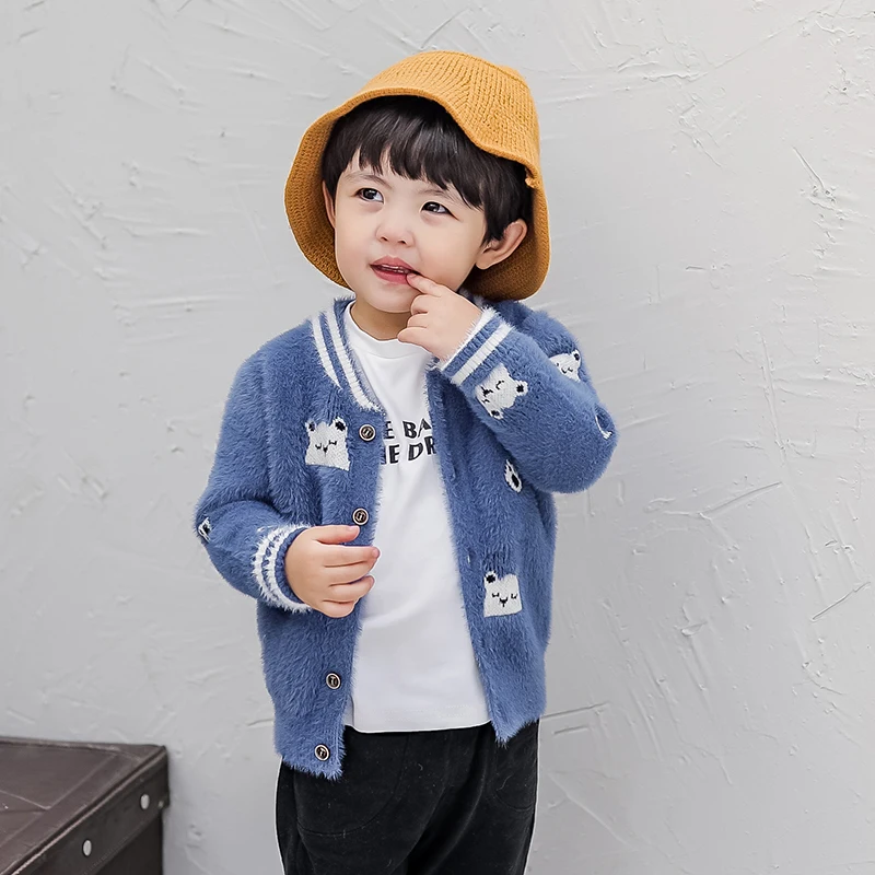 Кардиган для мальчиков вязаные свитера коллекция 2019 года детский пуловер в