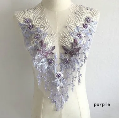 Кружевная Цветочная аппликация с вышивкой разноцветный бисер аксессуары для