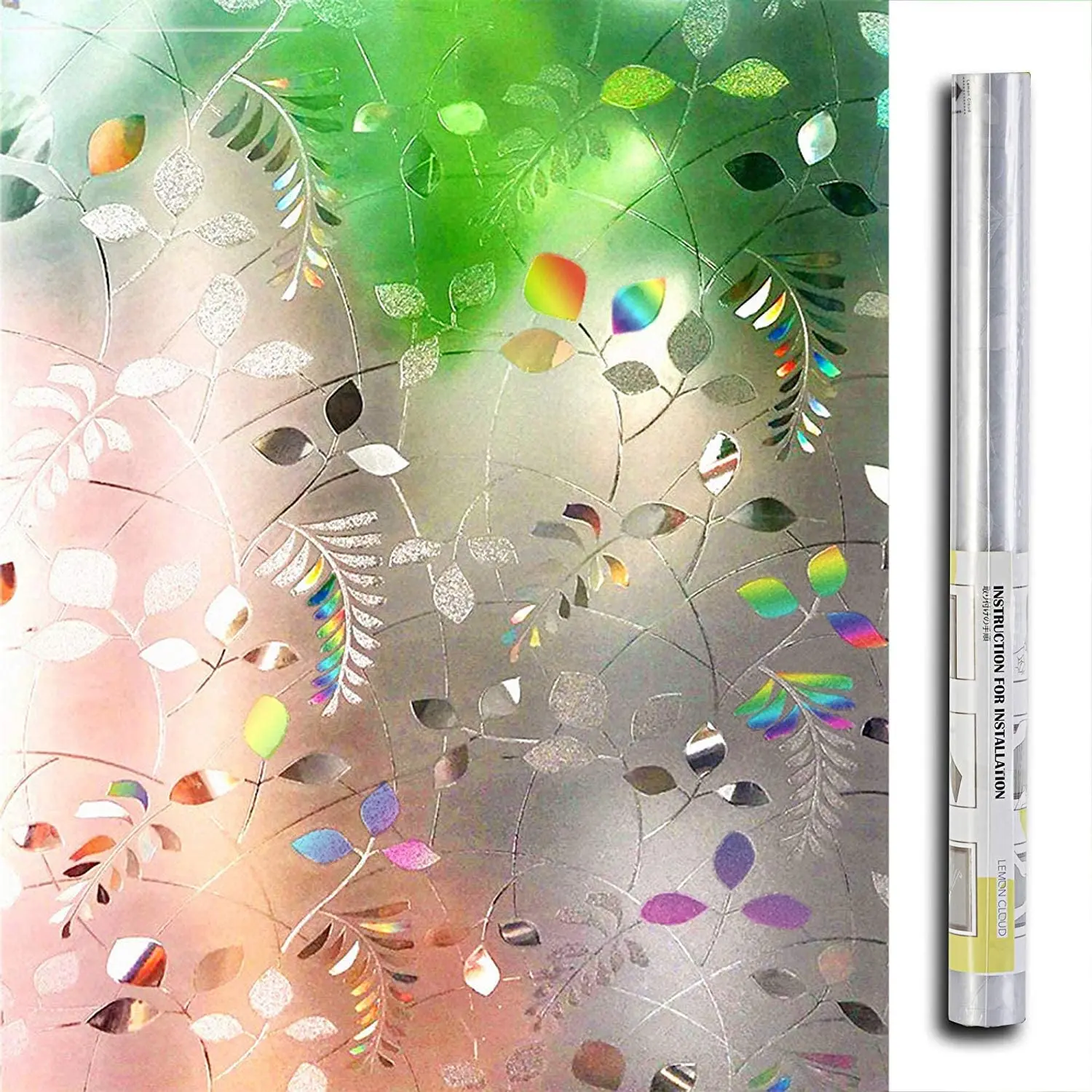 

Window Film No Glue Privacy Glass Film 3D Frosted Leaf Decorative Window Films