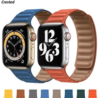 leather link strap for apple watch band 44mm 40mm 38mm 42mm watchabnd original magnetic loop bracelet iwatch seires 7 4 3 5 6 se