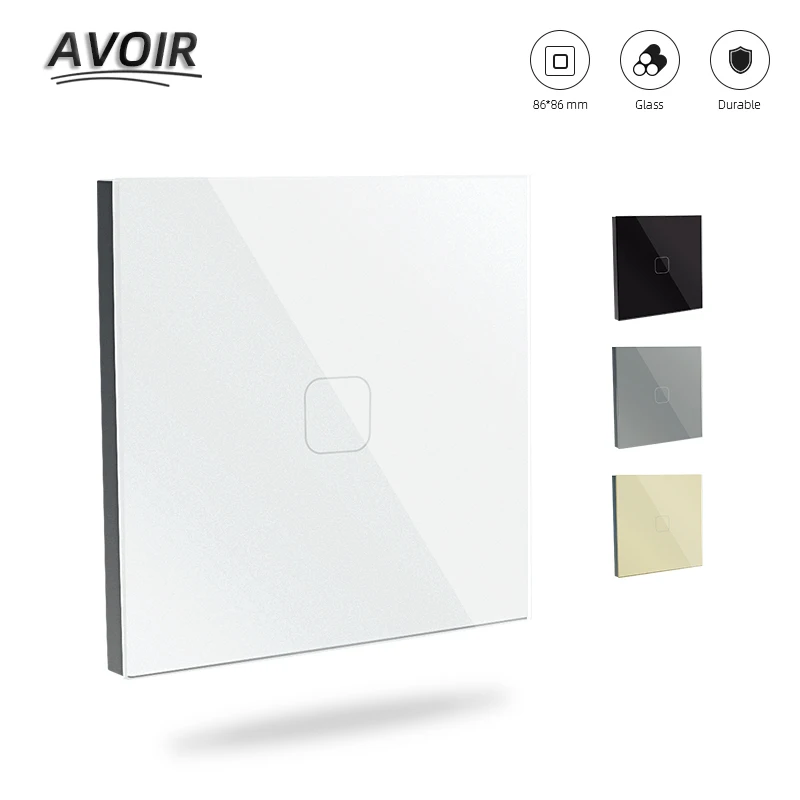 

Avoir Switches Sensor Switch Wall Touch Light Switch Glass Panel Smart Home Crystal LED Backlight 1/2/3gang Touch Switches