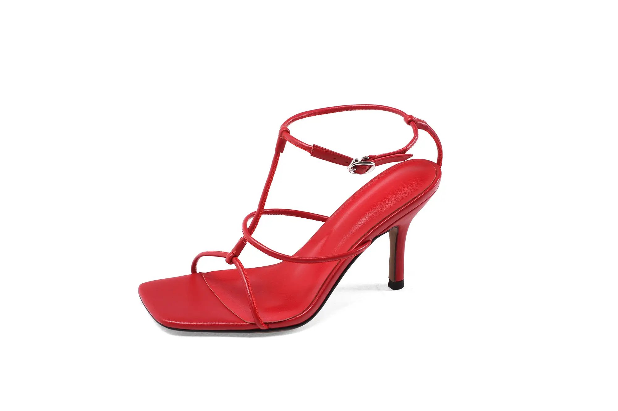

Kmeioo Women fashion Luxury concise high heels Sandals ladies Genuine Leather comfortabale sexy Cross tied Shoes plus size 8cm