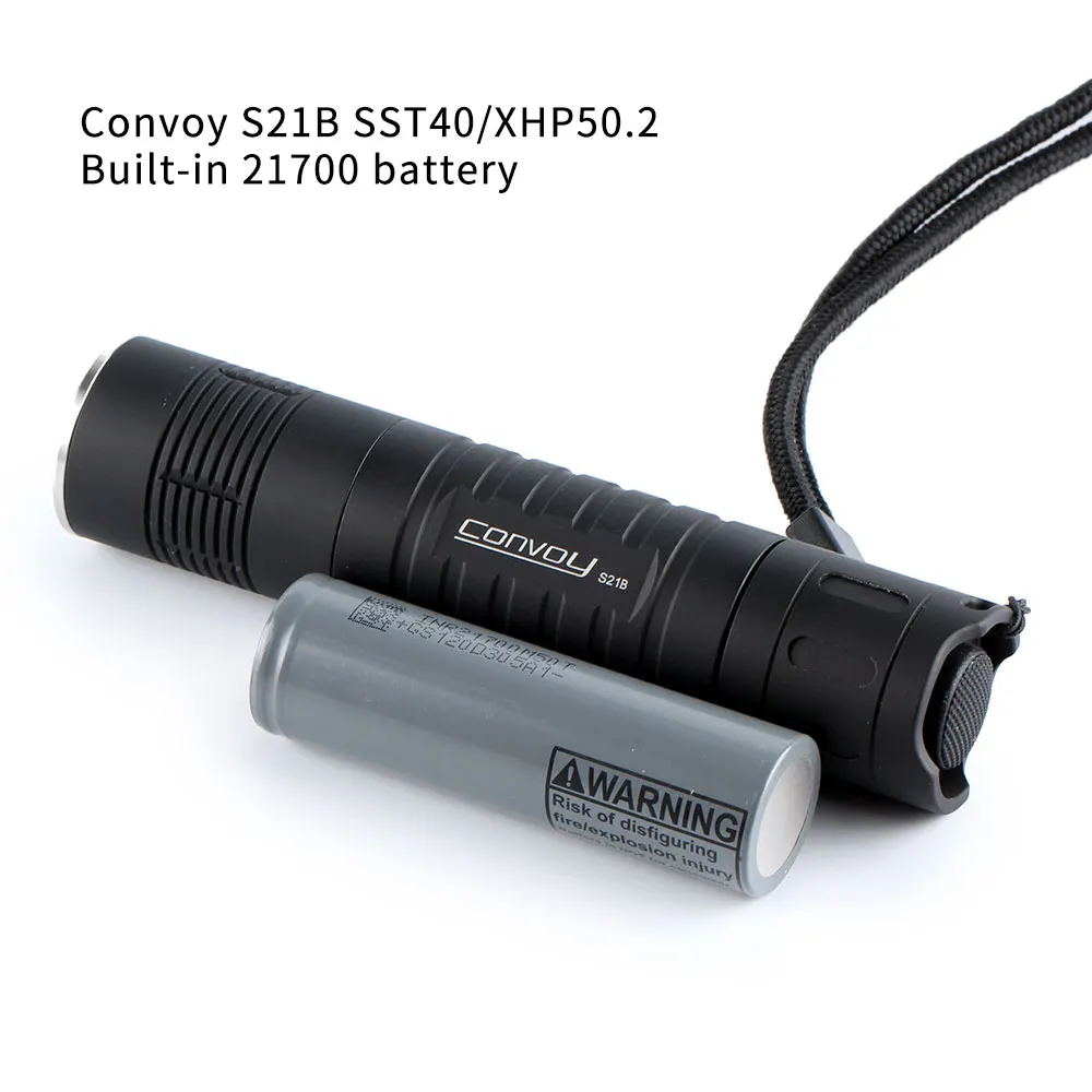 Черный convoy S21B с SST40/XHP50.2 медным DTP/ ar покрытием температурной защитой фонариком 21700