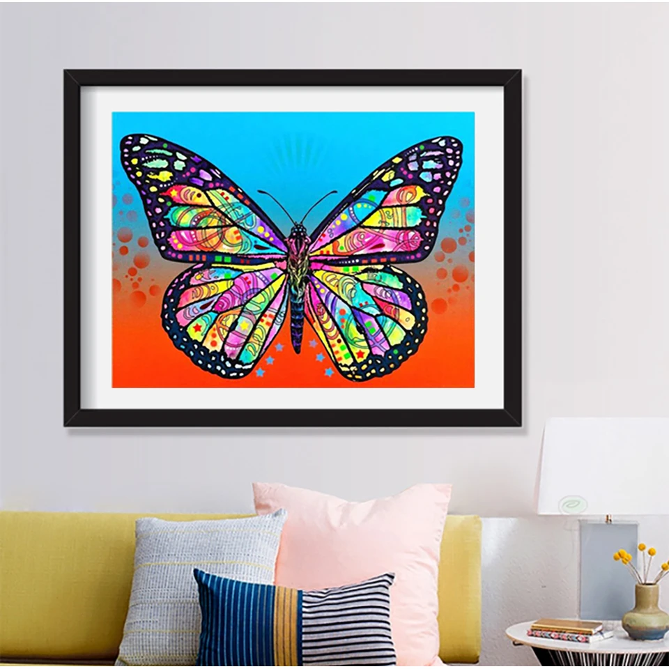full drill diamond painting Colorful butterfly wall decoration canvas Diamond Embroidery Cross Stitch kit | Дом и сад