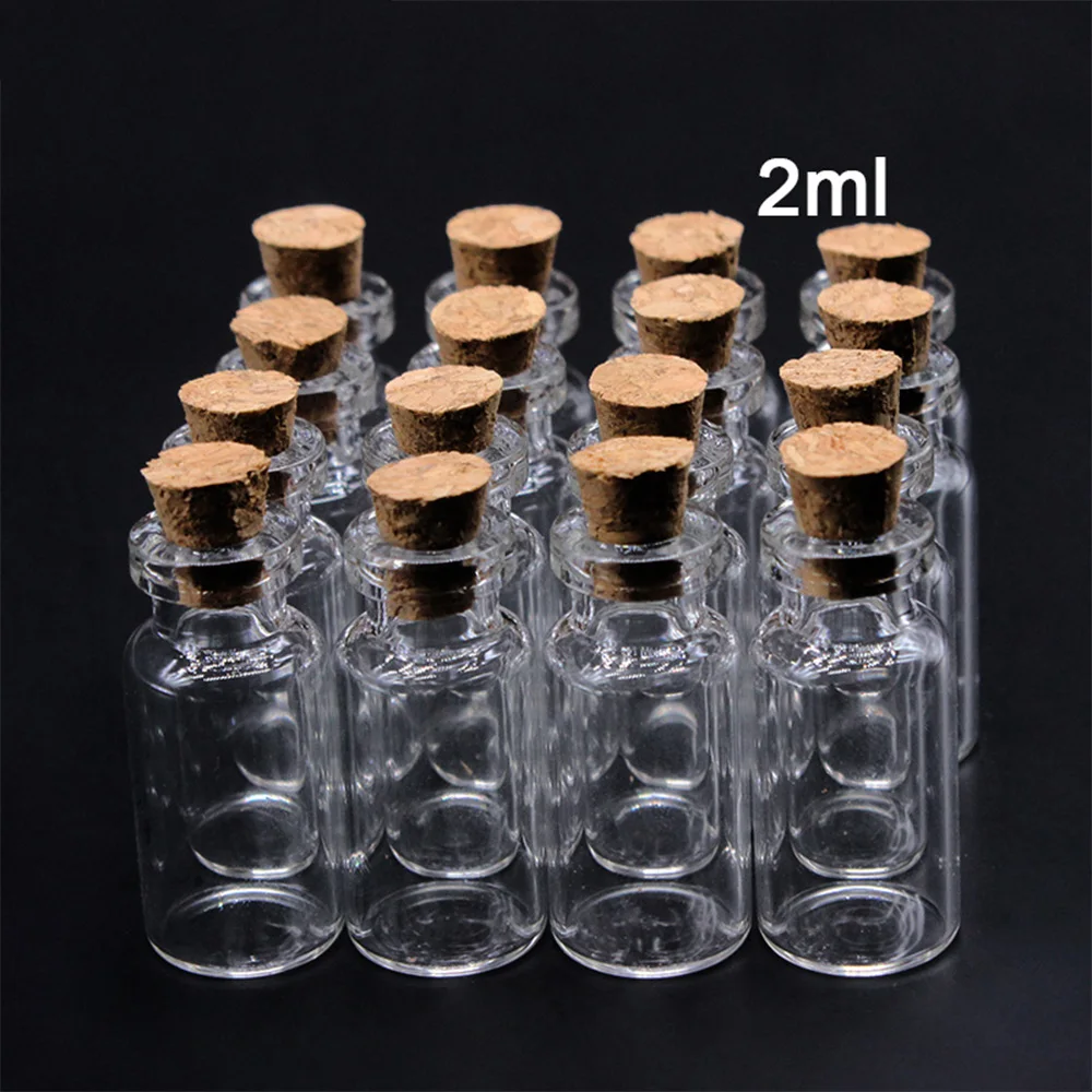 

10PCS Lovely Small Bottle Tiny Clear Empty Wishing Glass Message Vial With Cork Stopper 16mm*35mm 2ml mini Containers