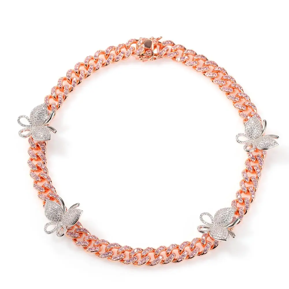 Ожерелье из кубинской розовой бабочки с фианитами 12 мм|Ожерелья подвеской| |
