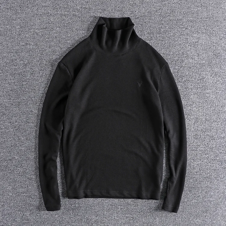 Осенне-зимняя новая текстурная Мужская футболка с высоким воротником Теплый
