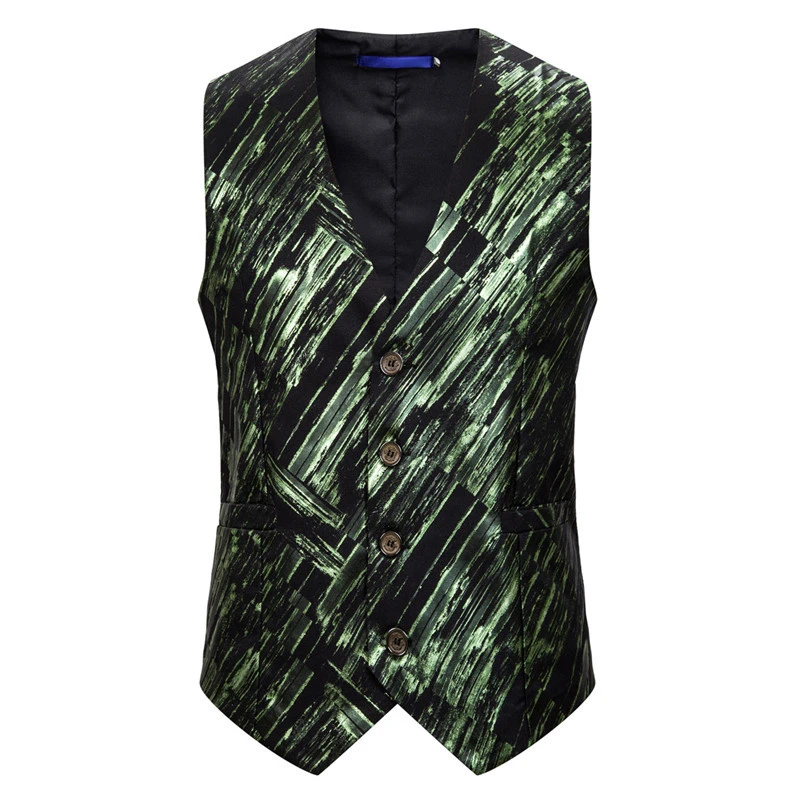

Autumn And Winter New Fashion Men's Bright Twill Print Suit Vest Vest Foreign Trade Slim Vest Male Wedding Vest