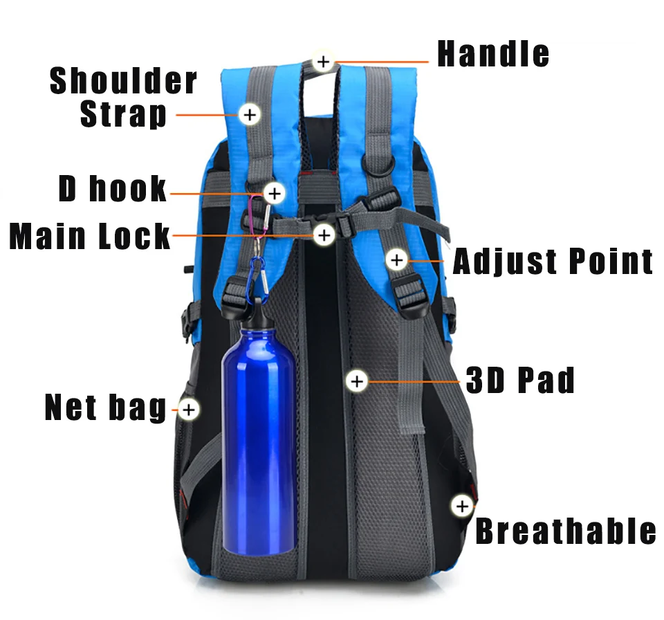 Альпинистская сумка 40 л для мужчин и женщин водонепроницаемый рюкзак рыбалки