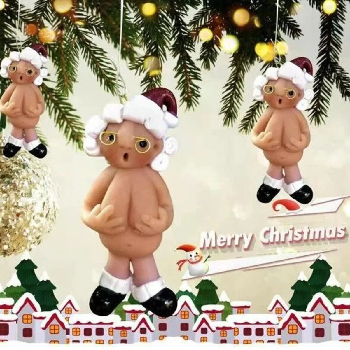 

Xmas Naked Santa Naughty Creative Pendants Resin Navidad Christmas Tree Hanging Drop Ornaments For Christmas Party Decor Gifts