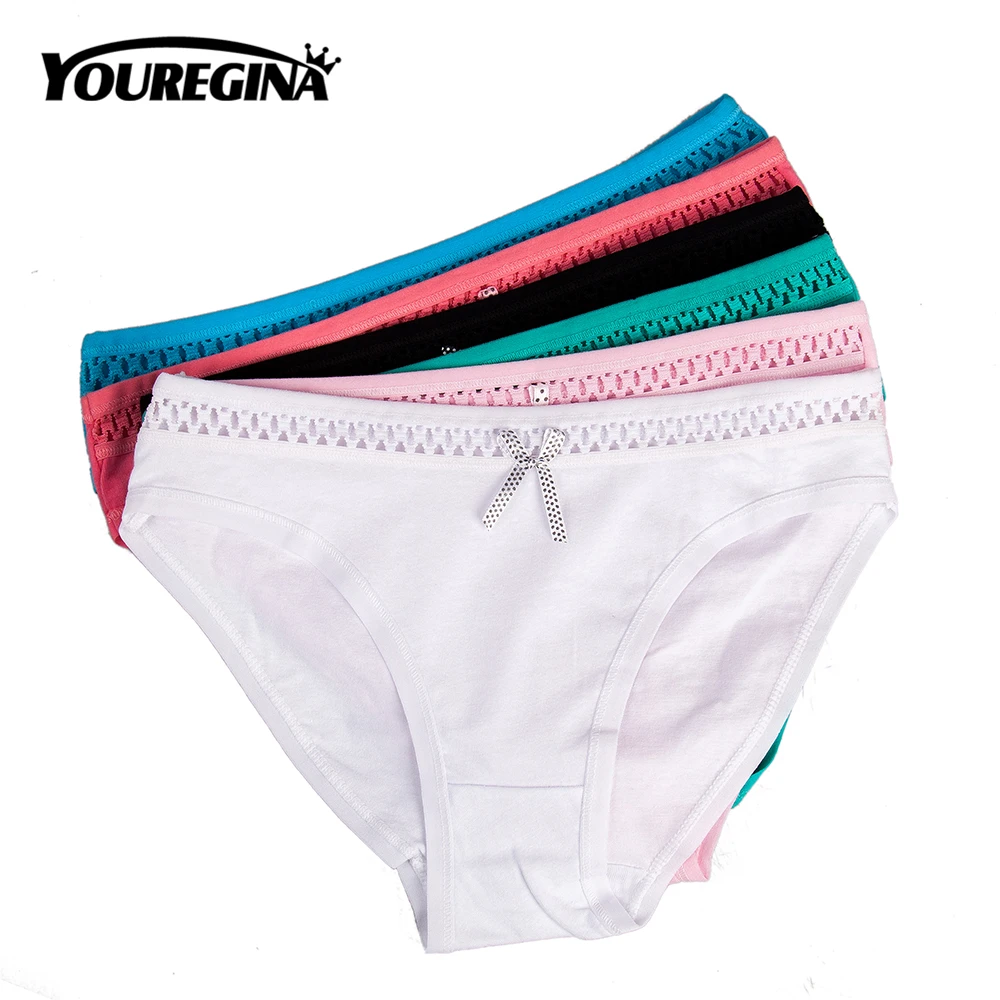 Трусы YOUREGINAr женские хлопковые однотонные с бантом 6 шт./лот M-XL | Женская одежда