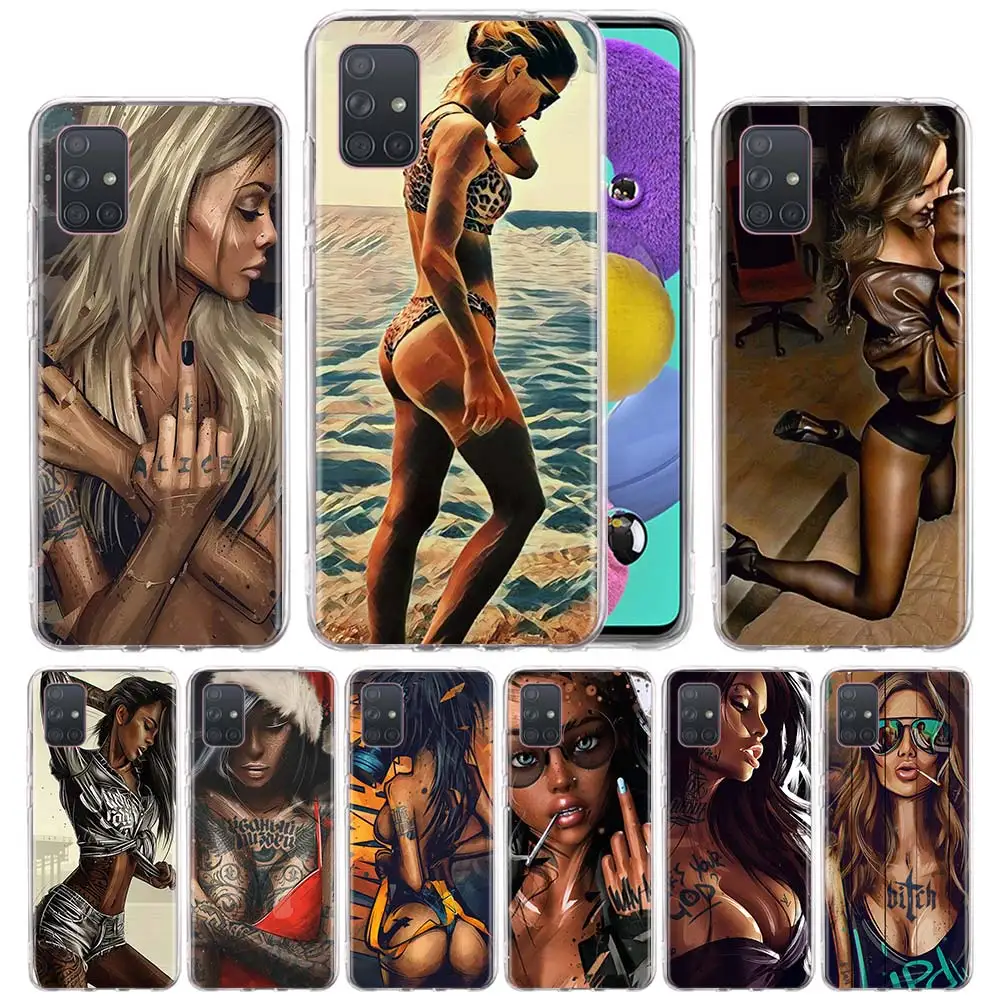 

Hot Sexy Sleeve Tattoo Girl Phone Para For Samsung A71 A52 A51 A91 A72 A42 A41 A32 A31 A21s A21 EU A12 A11 A02 A02s A01 Shell