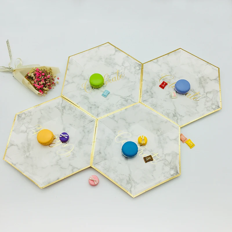 72sets Marble Paper Tableware Foil Gold Plate Cups Napkins Straws For Birthday Wedding Party Supplies Modern Table Setting | Дом и сад