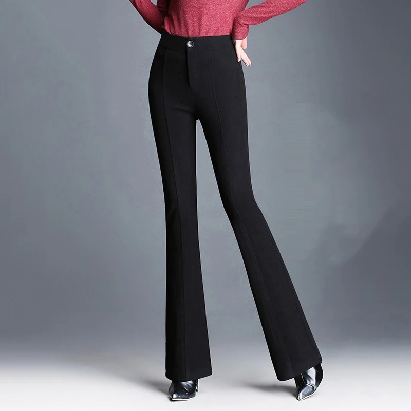 Брюки Lossky с высокой талией длинные широкие эластичные теплые классические