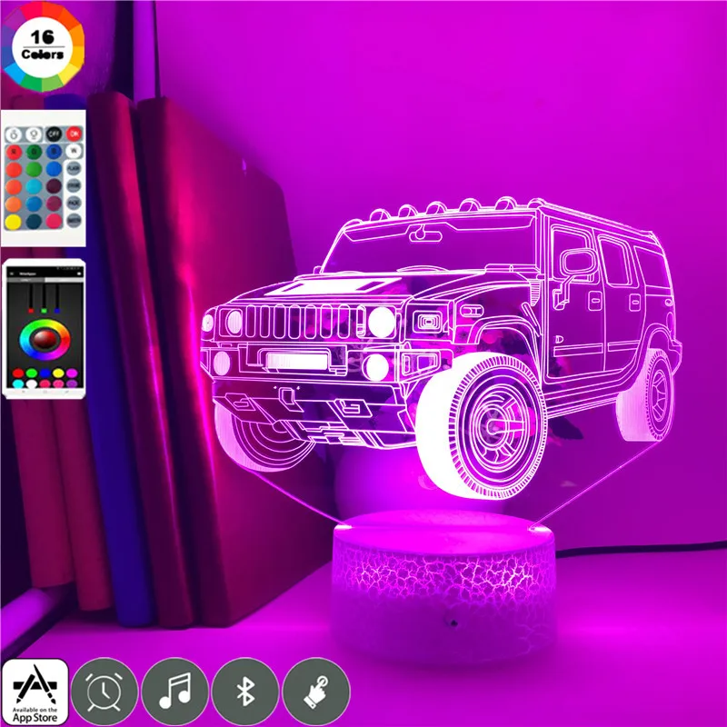 Jeep USB 3D иллюзия ночной Светильник для детской спальни распылитель настольная