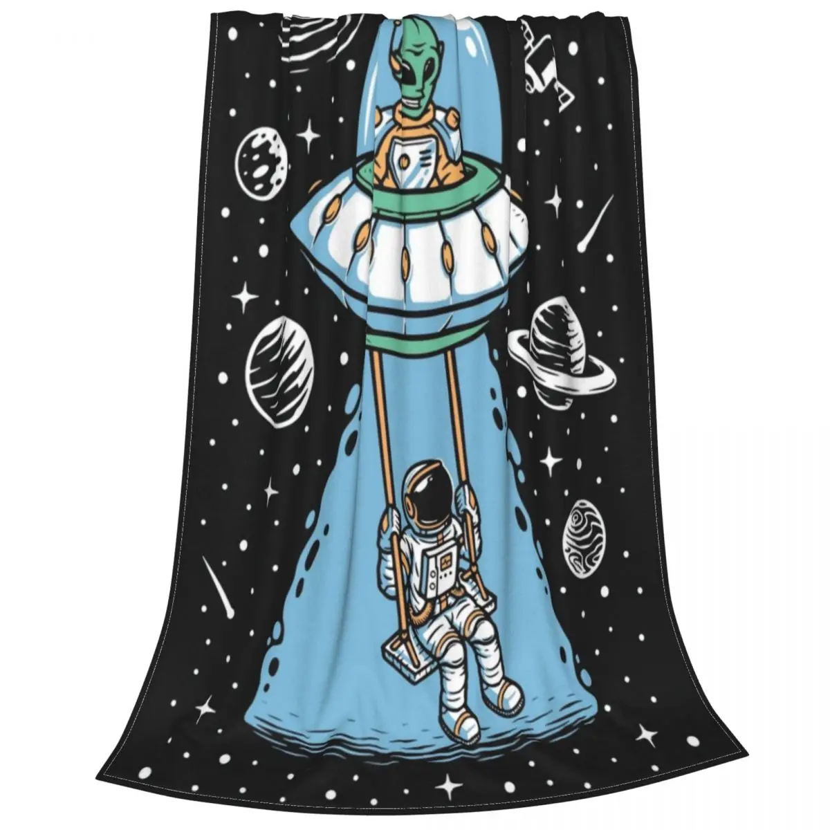 

Одеяла в виде астронавта, инопланетянина, кораллового флиса, плюшевый принт, луна, галактика, дышащие легкие пледы, одеяла для постельного б...