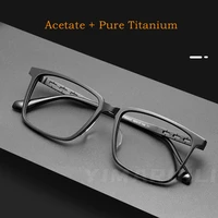 men business pure titanium glasses frame sheet glasses frame myopia glasses square frame retro simple optical glasses ht5022b