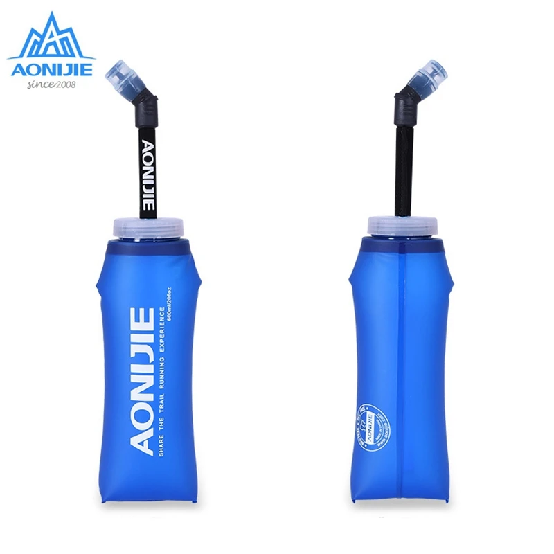 

AONIJIE Folding Soft Water Flasks TPU Water Bottle BPA Free With Long Straw For Trail Running Outdoor Camping Hiking 350ml 600ml