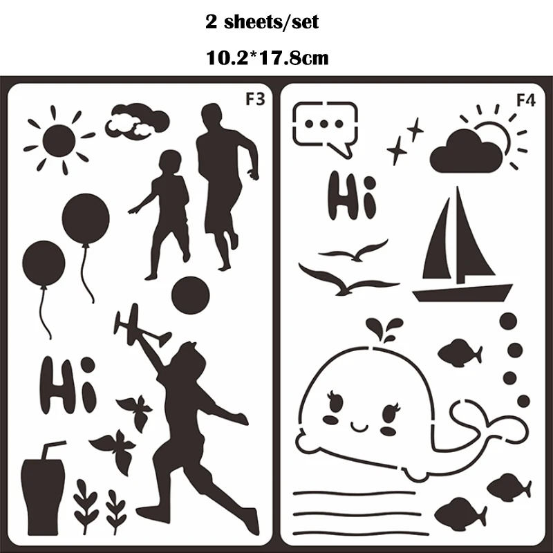 

2pc Whale Stencils Painting Stencil DIY Scrapbooking Album Decorative Accessories Drawing Template Reusable
