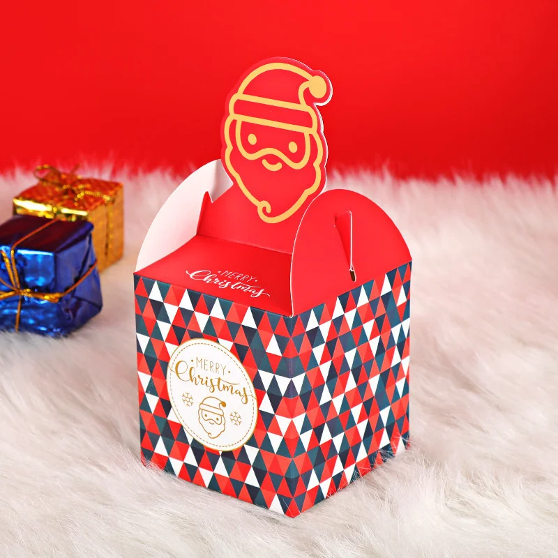 Portable Gift Bag Colorful Cartoon Santa Claus Paper Case Candy Biscuits Nut Wrapping Containe