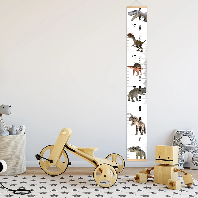 Линейка с мультяшным динозавром деревянная подвесная высота таблица роста Декор