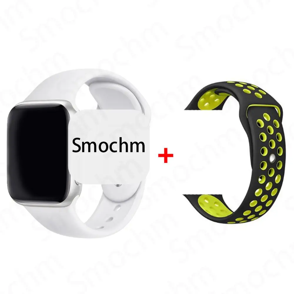 Silver BlackYellow Smochm IWO 8 Plus 1:1 MTK2502C Беспроводное зарядное устройство Bluetooth Смарт часы обновление IWO 9 IWO8 Smartwatch 44 мм серия 4 для Apple Watch - Цвет: Silver BlackYellow