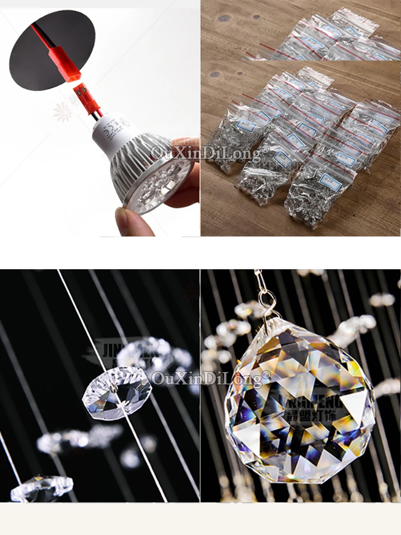 買取 1個ledスパイラルリビングクリスタルシャンデリア照明屋内器具階段階段ランプショーケース寝室ホテルホールGF418