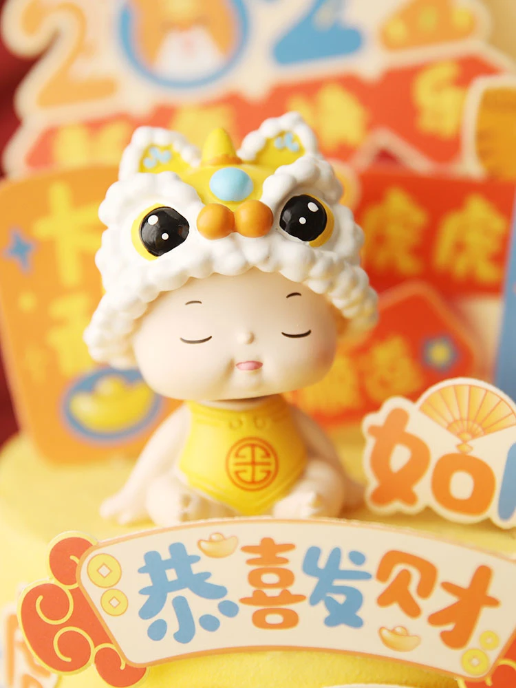 Новый год Тигра торт Топпер С Новым Годом милый желтый тигр лев Фотофон на день