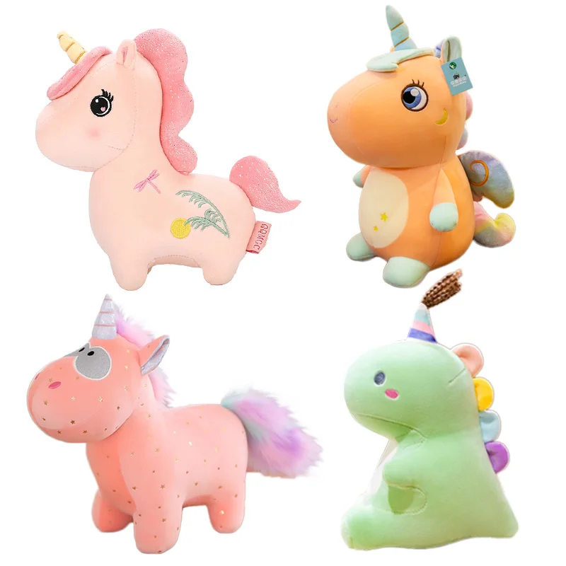 

Мягкие плюшевые куклы Kimtime в виде животного, единорог, динозавр, забавные детские подарки для девочек, детские игрушки, кавайные куклы