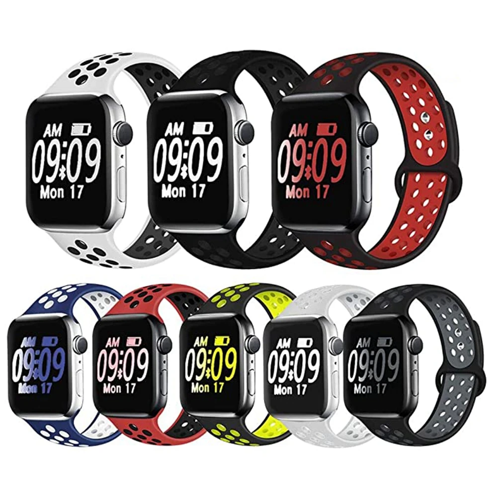 Ремешок спортивный для Apple Watch Series 6 44 мм 40 38 42 Воздухопроницаемый Силиконовый