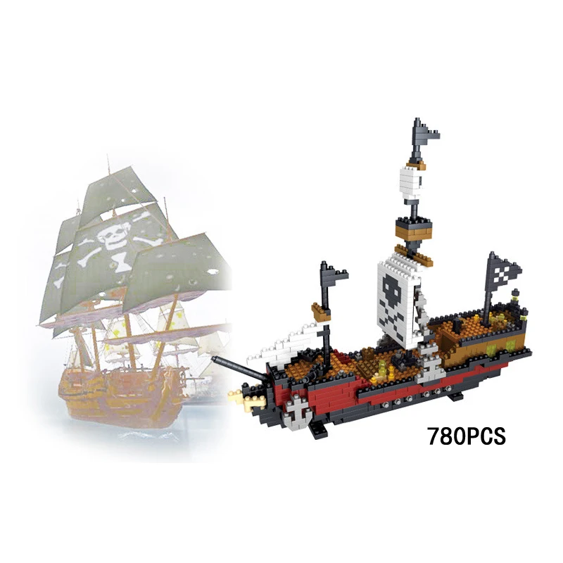 

Disney movie micro diamond block Pirates of the Caribbean building brick assemble toy Black Pearl ship nanobrick for boys gifts