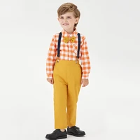 plaid shirt suspenders boys clothing set children set 2021 autumn toddler boys clothes outfits kids clothes casual suits
