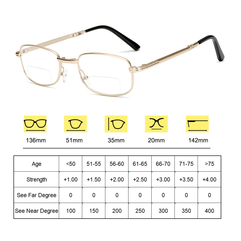 Унисекс портативные складные очки для чтения с Чехол мультифокальными линзами