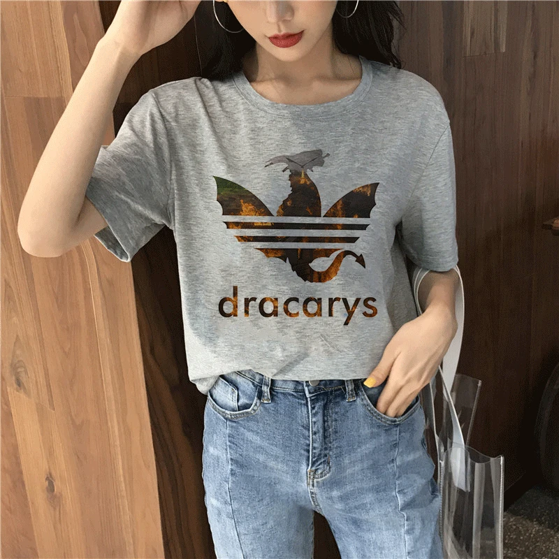 Новинка Dracarys «Игры престолов» Женская футболка женская летняя футболка с принтом дракона серые повседневные уличные модные футболки