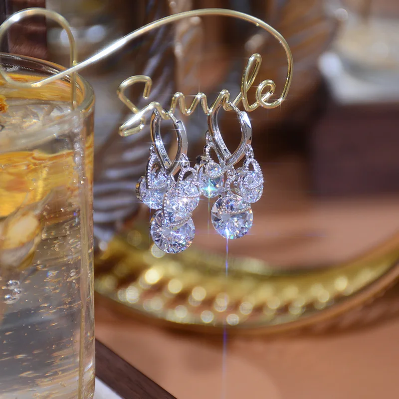 

Роскошные циркониевые серьги для женщин, свадебные и вечерние ювелирные изделия невесты, высокое качество