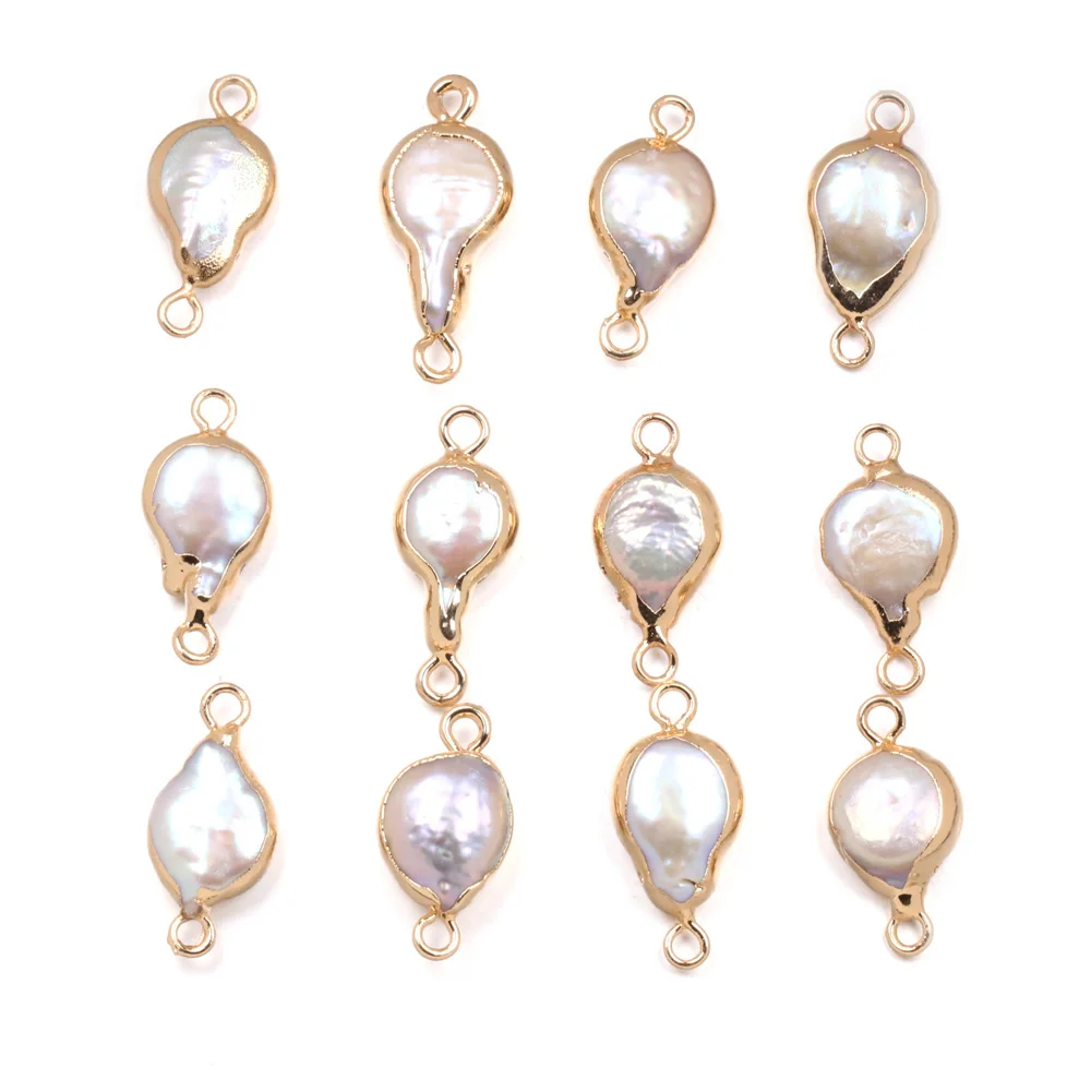 Подвеска из натурального пресноводного жемчуга неправильной формы с двойным