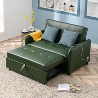 51 convertible sleeper sofa bed adjustable oversized armchair with dual usb charging ports pu leather and high density foam