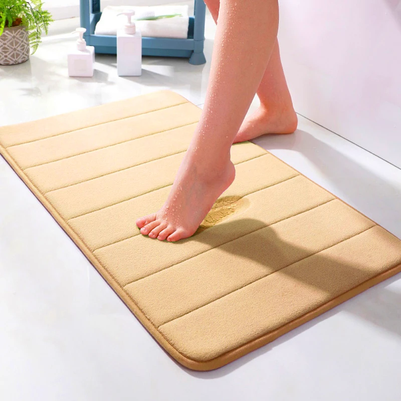 

Soft Bathroom Mat Home Shower Cotton Bath Rug Corridor Coral Fleece Water absorption Carpet Anti-slip product Kitchen Floor Set