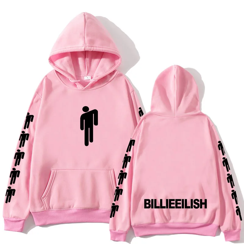 Pink Billie Eilish Mode Gedrukt толстовки Vrouwen/Mannen Lange Mouwen худи Горячие koop повседневные трендовые уличные толстовки - Цвет: Pink