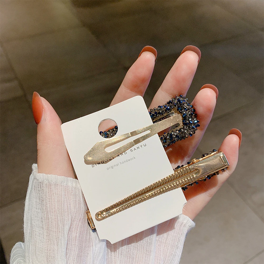 

1 Set Strip Rectangular Korea Popular Hair Clips Fashion Woman Rhinestone Shiny Luxury Hairpins BB Clip Styling Tools Barrettes
