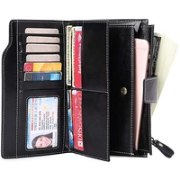 sendefn fashion vintage women wallets long split leather large capacity card holder wallet phone purse female