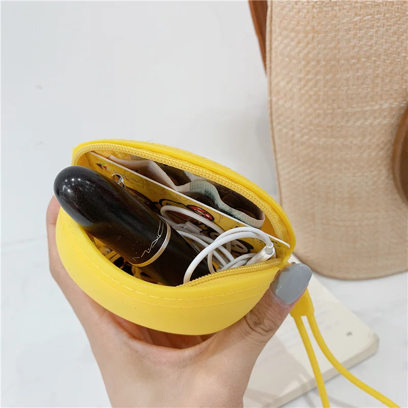 Милый мультяшный силиконовый портативный мини-чехол на молнии с круглой сумкой