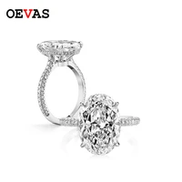 oevas 18k white gold color 100 925 sterling silver wedding rings for women sparkling 5 carats oval high carbon diamond jewelry