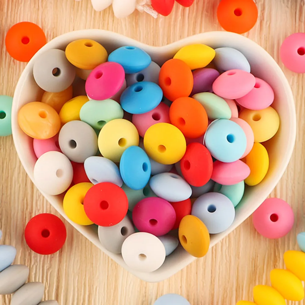 

Sunrony 12mm 300/500/1000pcs Silicone Lentil Beads Eco-Friendly Beads For Jewelry Making DIY Pacifier Chain Necklace Accessorie