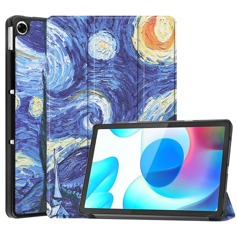 

Cover for Realme Pad 10.4 2021 Tri-fold Tablet Case PU Leather Slim Shell for OPPO Realme Pad 10.4 inch Tablet Case+stylus