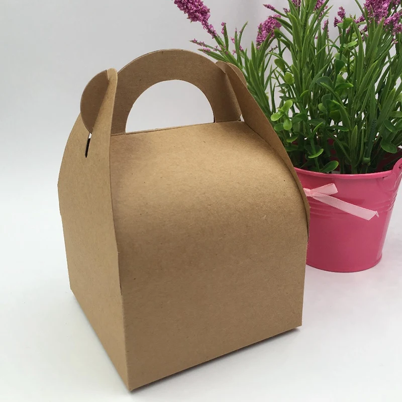 30/партия натуральная коричневая крафт бумажная коробка квадратная портативная